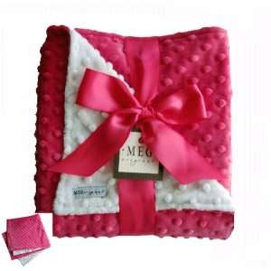  Hot Pink & White Minky Blanket Baby