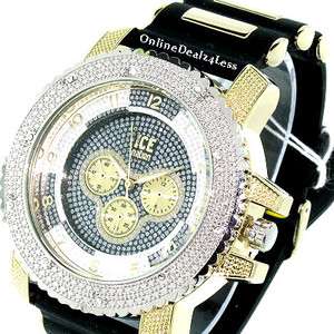 ICED OUT MENS SILVER/GOLD ICE NATION HIP HOP BLING SILICONE WATCH 