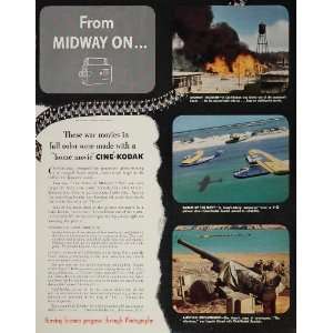  1943 Ad Cine Kodak Camera Midway Island Battle WWII 