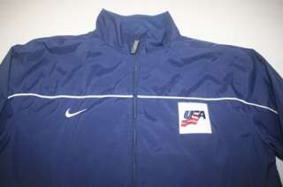 Nike USA Hockey Lined Nylon Jacket Adult L NEW Navy  