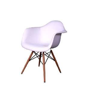  Brand DC 311P WHT Mid Century Arm Chair with Vinyl Covered Seat 