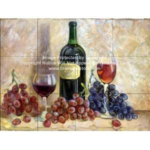  Kitchen Backsplash Tile Mural   Wine and Grapes
