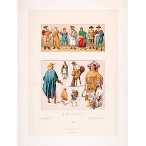  Chromolithograph Mexico Costume American Indian Native Fashion Chief 