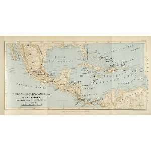 Map Mexico Central America West Indies Mexico Gulf Caribbean 