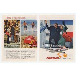  1964 Iberia Air Lines Spain Shopping Beach Plane 2 Page 