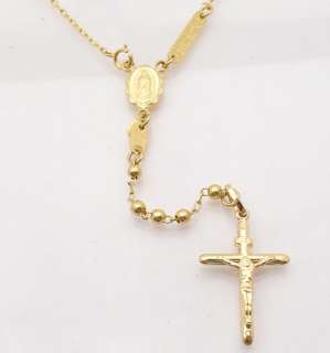 ROSARY NECKLACE CRUCIFIX VIRGIN MARY 14K Yellow Gold 26  