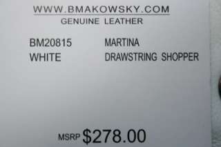 Makowsky Martina Drawstring Shopper Tote White   NWT  