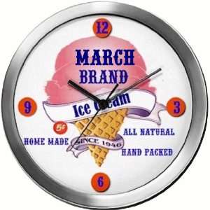  MARCH 14 Inch Ice Cream Metal Clock Quartz Movement 