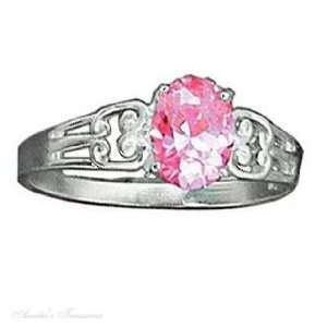   Silver Open Weave Pink Ice Ring Cubic Zirconia Size 9 Jewelry