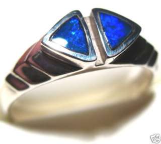 OPAL Inlay Ring   Sterling Silver Size 0   No.717  