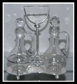 Antique Mapin Bros Sheffield Silver Cut Glass Cruet Set  
