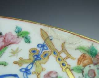Two 18th C. Qing Dynasty Rose Mandarin Chinese Export Porcelain Plates 