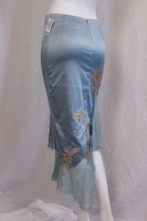 398 Mandalay Skirt Applique Sky Blue Gold Applique 2 XS #00081Z 