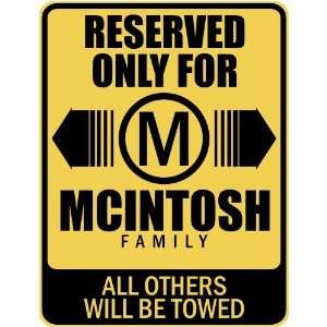   RESERVED ONLY FOR MCINTOSH FAMILY  PARKING SIGN