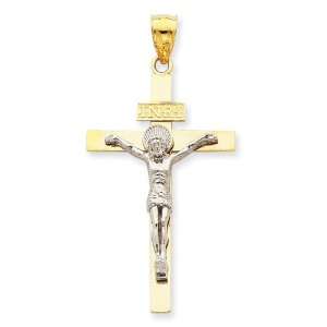  14k Two tone Gold INRI Crucifix Pendant 3.98 gr. Jewelry