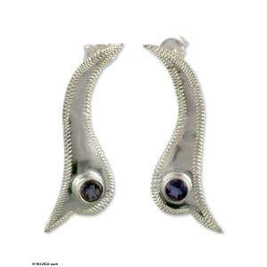  Iolite dangle earrings, Abstract Indigo Jewelry