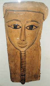Large Ancient Egyptian Mummy wood mask c.700 BC.  