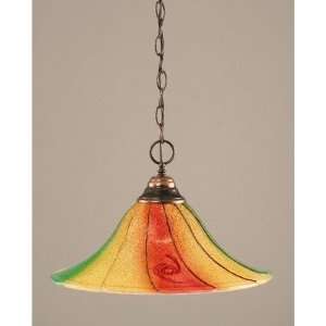   Any Chain Pendant with Mardi Grass Glass Shade Finish Brushed Nickel