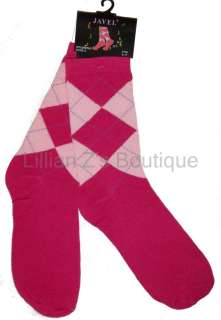 Lot of 6 Pairs Womens Quality Patterned Argyle Crew Socks   Casual 