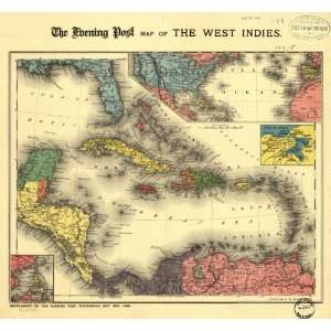  1898 The Evening Post map of West Indies.