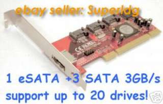 Port (1 eSATA+3 SATA) RAID 5 PORT MULTIPLIER PCI Card  