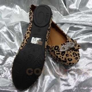  Fashion Casual Leopard Print Flats Shoes LORITA 09 CAMEL/Black NEW
