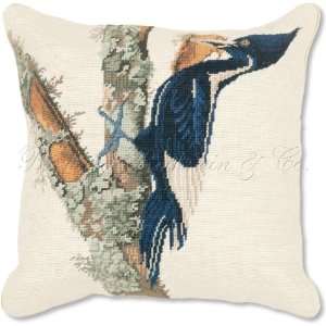 Female Ivory Bill Woodpecker Bird Needlepoint Pillow 