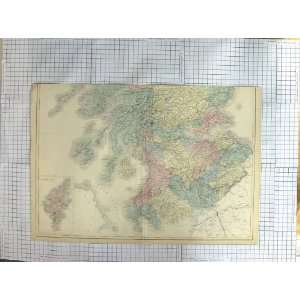  HALL ANTIQUE MAP c1870 SCOTLAND SHETLAND ISLE MAN