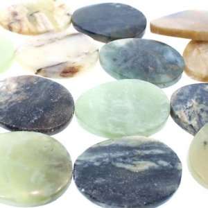 Fire New Jade  Flat Oval Twisted   40mm Height, 30mm Width, Sold by 
