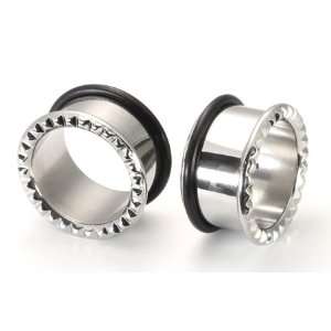  JAGGED EDGE Single Flared Stainless Steel Earlets   Price 