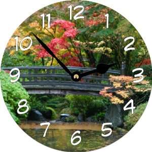 com Rikki KnightTM Japanese Garden Art Large 11.4 Wall Clock   Ideal 