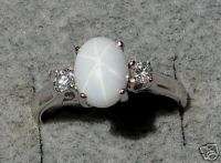 LINDE LINDY WHITE STAR SAPPHIRE CREATED SS RING  