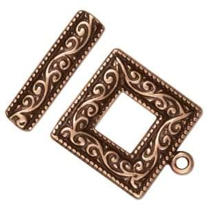  Antiqued Copper Plated Toggle Clasp Square Scroll 21.5mm 