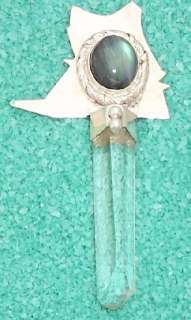 Vintage Labradorite Crystal Point Sterling Pendant  