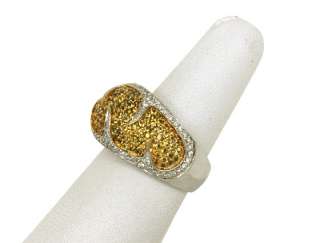LeVIAN SIGNED 18K GOLD YELLOW SAPPHIRES & DIAMOND BAND RING  