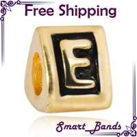 Gold EP Letter A Z beads Choice for European charm bracelet free 