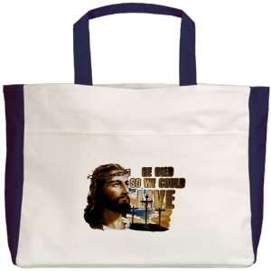  Beach Tote Navy Jesus He Died So We Could Live Everything 