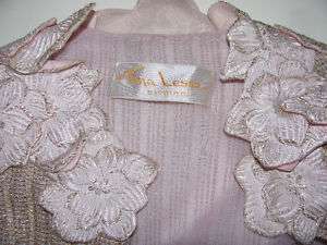   Vintage Long Evening Dress Gown Pink Tina Leser Gold Jacket Belt
