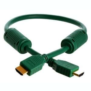  1.5FT 28AWG High Speed HDMI Cable w/Ferrite Cores   Green 