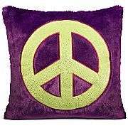 NEW Peace Sign Pillow Purple Faux Fur 14 x 14 by Total Girl FREE 