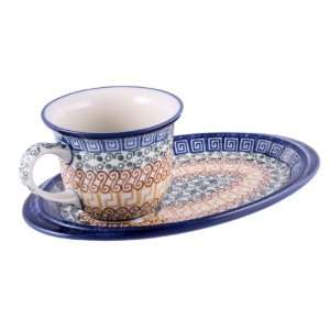  Polish Pottery Teacup and Snack Plate