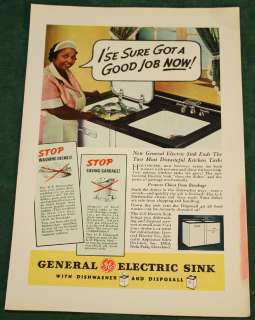 1937 General Electric Sink GE Ad Black Maid Nat Geo  