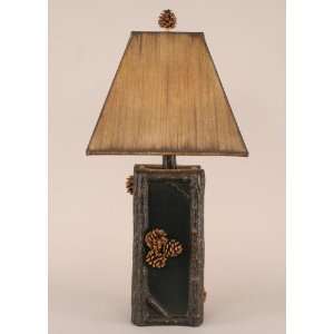  Square Twig Pot Lamp with Pine Cones