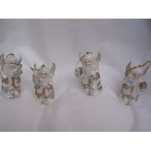  Angel Ornaments Box Set of 4 Sparkling Porcelain 
