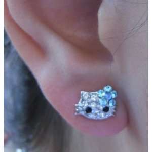  X small Tiny Little Hello Kitty Stud Crystal Earrings with 