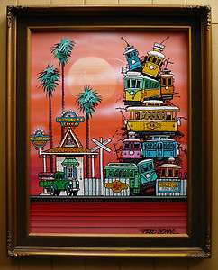   , modern Trolley Car painting, Laguna Beach California art Oil  
