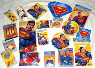 SUPERMAN,PLATES,TABLECOVER,FAVORS,CUPS,NAPKINS,INVITATIONS,BAGS 