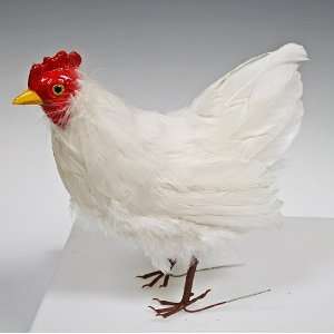 8 Artificial White Feathered Hen Chicken Arts, Crafts 