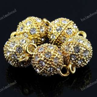   Crystal Round Ball Golden Silver 18 KGP Magnetic Clasp 8 16 MM  