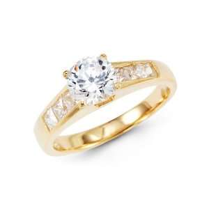 CZ Cubic Zirconia Bridal Engagement Ring 14k Yellow Gold Anniversary 
